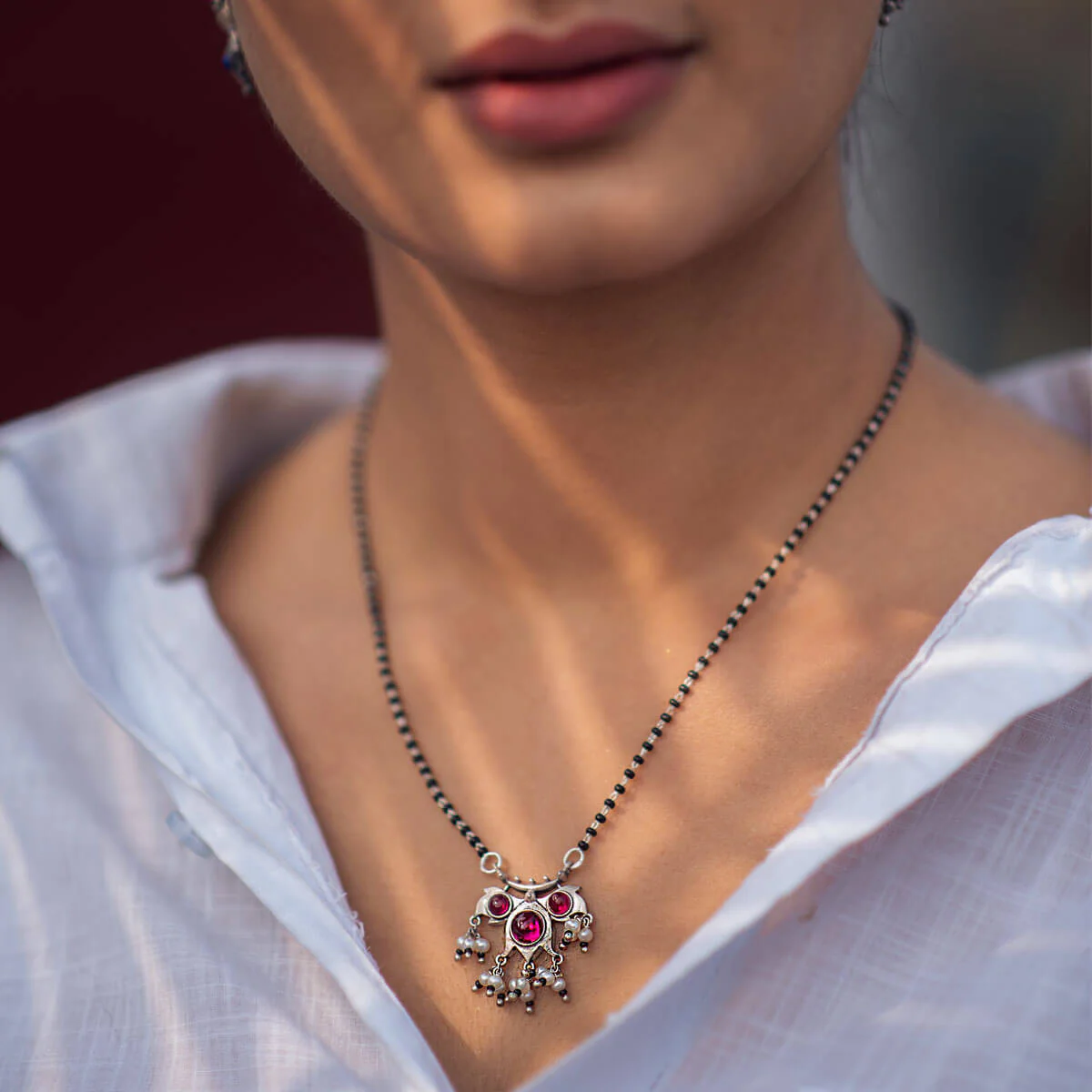 Floret Zirconia Silver Mangalsutra by MOHA - Image 4