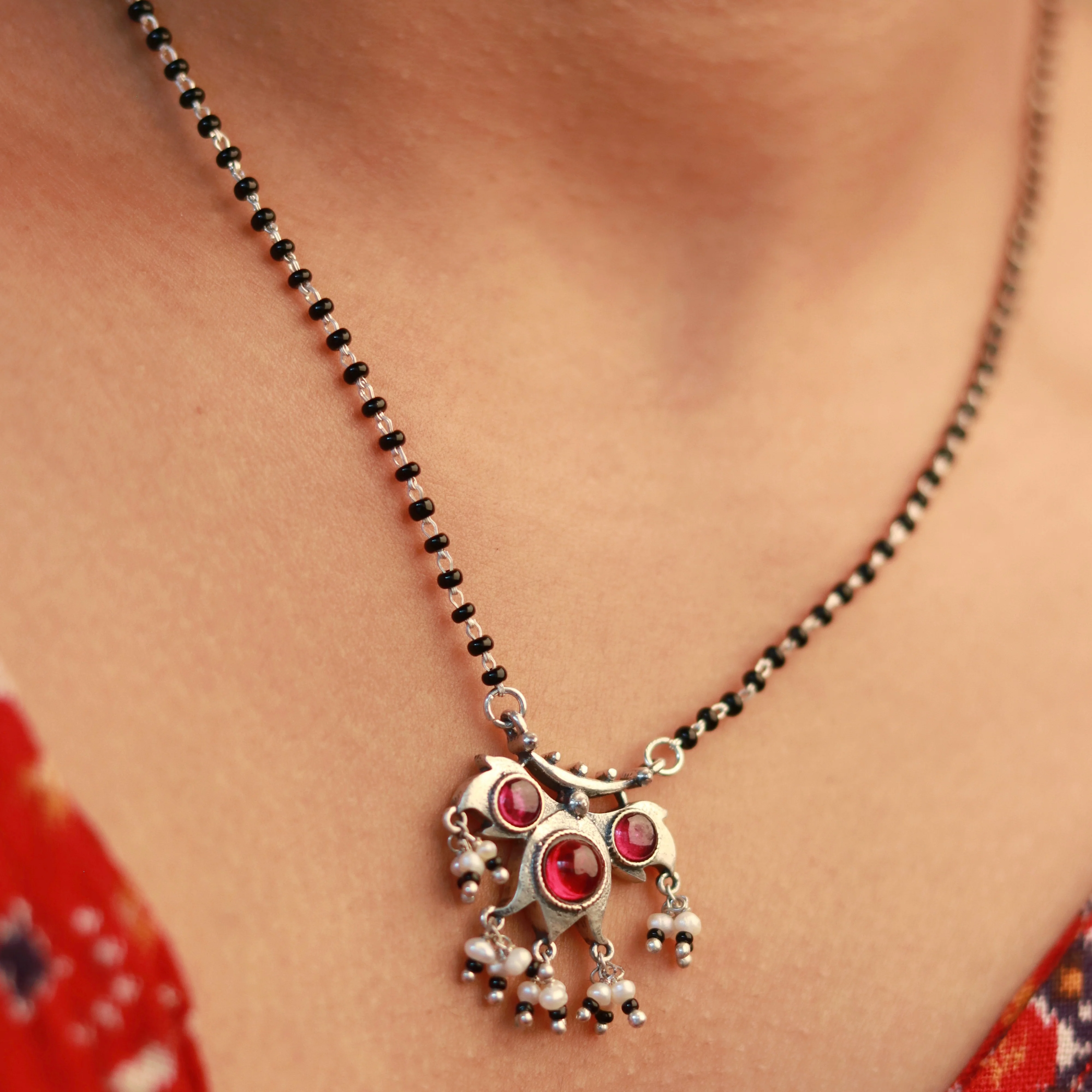 Floret Zirconia Silver Mangalsutra by MOHA - Image 6