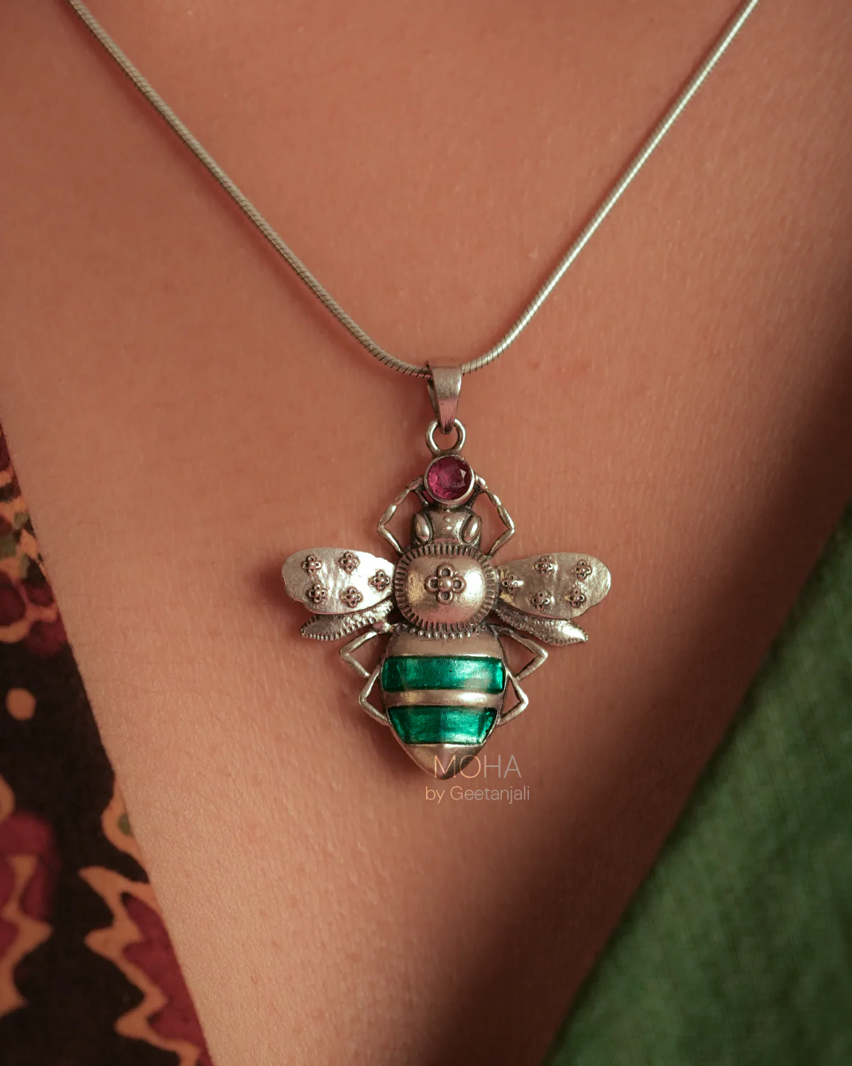 Madhu Silver Pendant with Chain by MOHA - Image 3