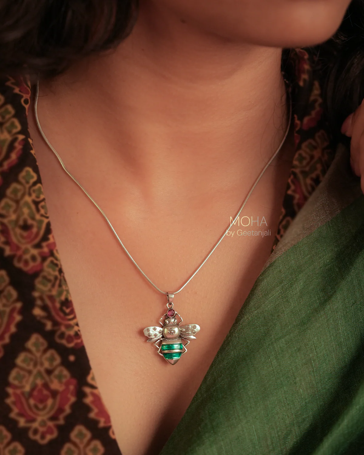 Madhu Silver Pendant with Chain by MOHA - Image 6