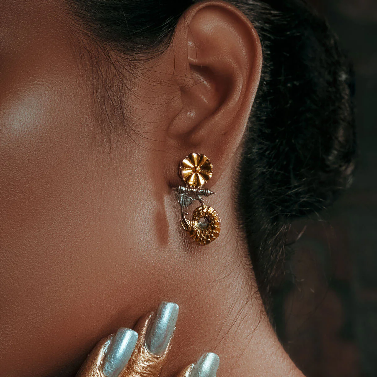 Makarakundala Silver Earrings by MOHA - Image 4