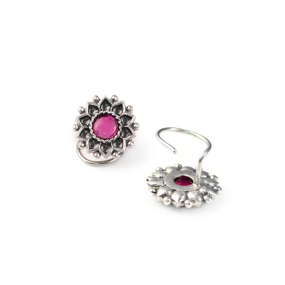 Mallika Silver Upperlobe Stud Earrings by Moha - Image 4