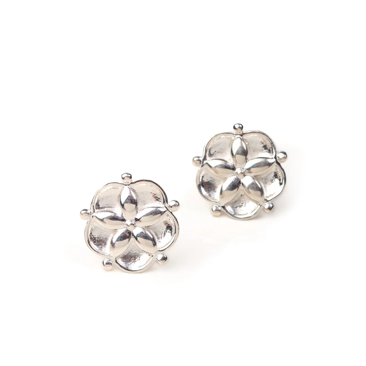 Nilaya Silver Stud  Earrings by MOHA - Image 4