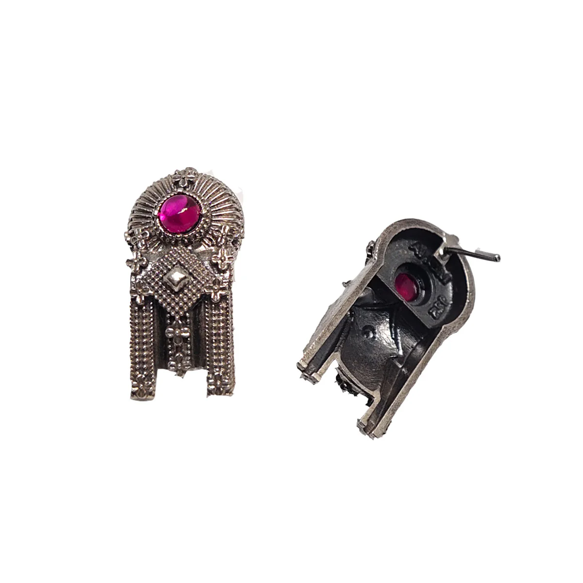 Thoppa Taali Silver Stud With Pink Rubellite stone Earrings by MOHA - Image 6