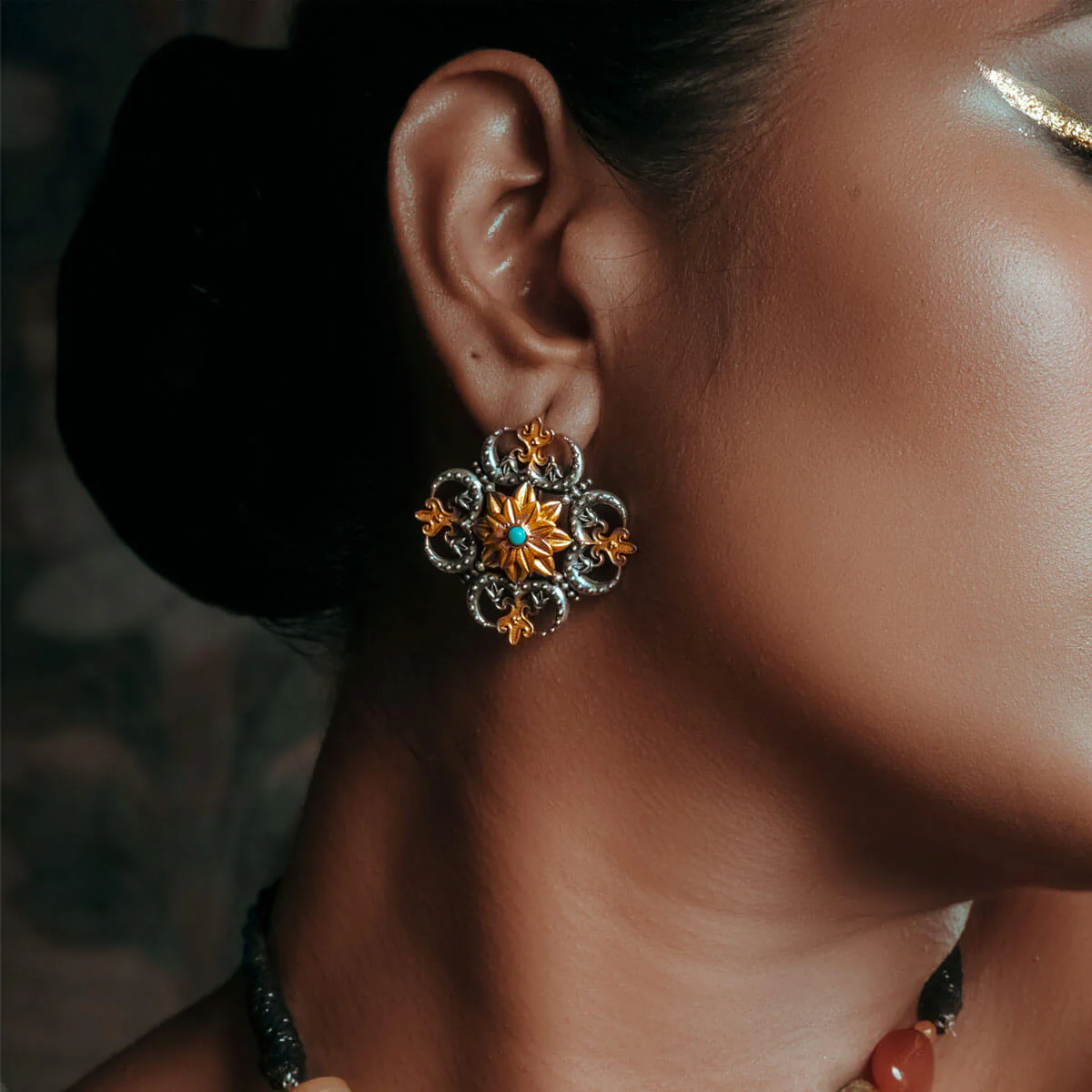 Triratna mandala Silver Earring by MOHA - Image 3