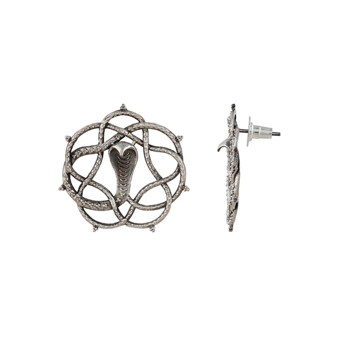 Vasuki Silver Stud Earrings by MOHA - Image 5