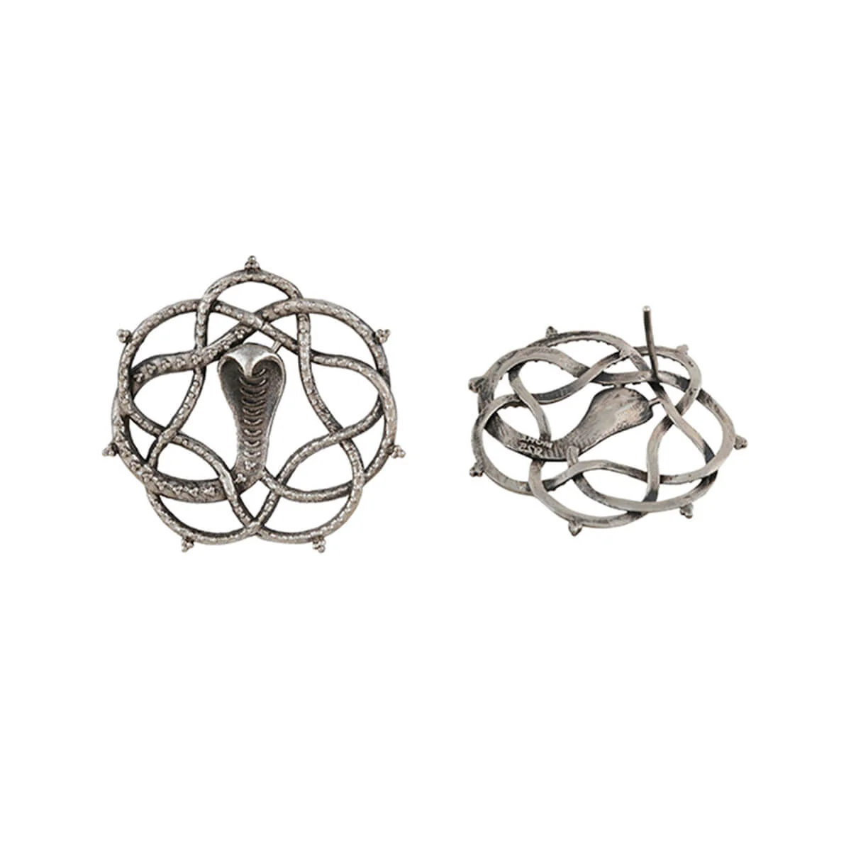 Vasuki Silver Stud Earrings by MOHA - Image 6